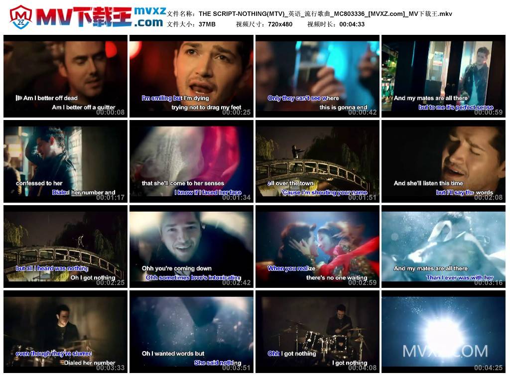 THE SCRIPT-NOTHING(MTV)_英语_流行歌曲_MC803336